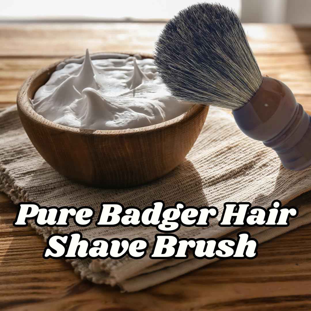 G.B.S Pure Badger Bristle Horn Shaving Brush, use with any Soap Cream All Razors, Effortless Glide Resin