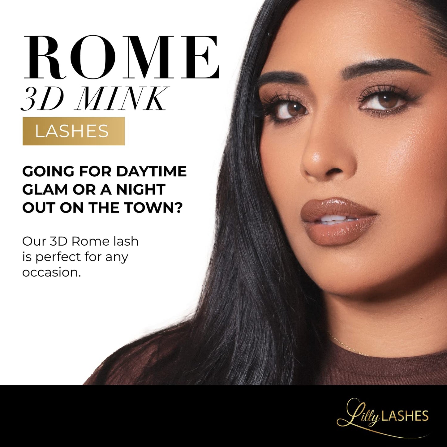 Lilly Lashes Rome 3D Mink Lashes - Mink Eyelashes, The Original Lilly Lash, Wispy Lashes Natural Look, Reusable Eyelashes up to 25x, Fluffy Eyelashes, Strip Lashes - Lash Glue not Included