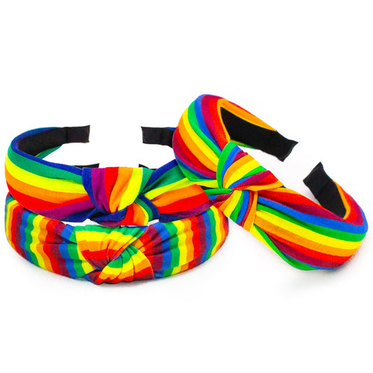 Rainbow Headbands for Women - Colorful Striped Elastic Non-Slip Gay Pride LGBTQ Hair Hoops and Accessories, Bulk Pack