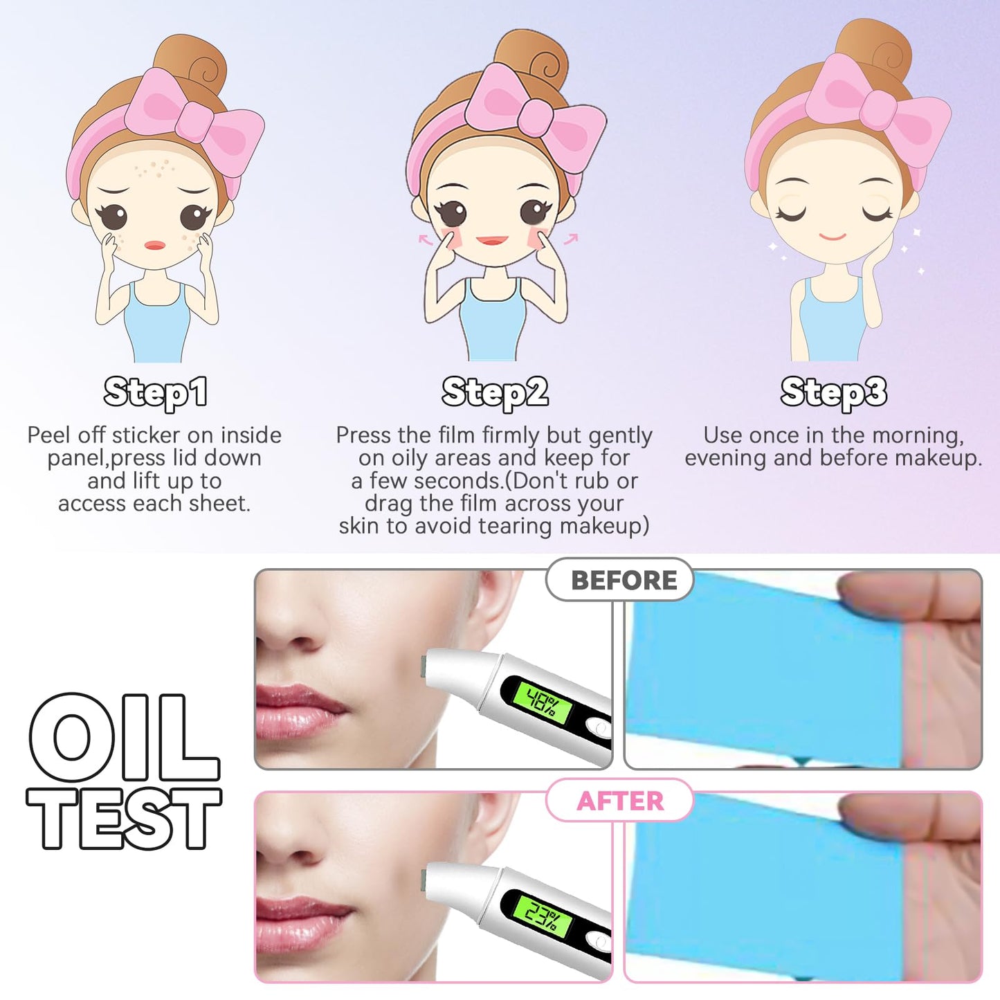 Oil Control Film From China Replacment for Clean&Clear Oil Absorbing Sheets,420Sheets/7pk Oil Blotting Sheets for Face,9%Larger Makeup Friendly High-performance Handy Face Blotting Paper for Oily Skin