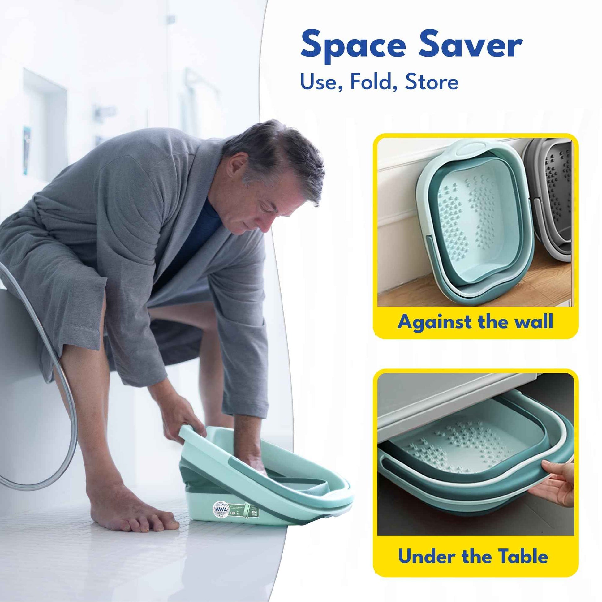 Foot Soaking Tub for Soaking Feet, Collapsible Foot Tub, Foot Bath Soak Tub with Massage Nodes, Large Pedicure Foot Spa Bucket, Portable Foot Soaker Container for Foot Care Routine at Home