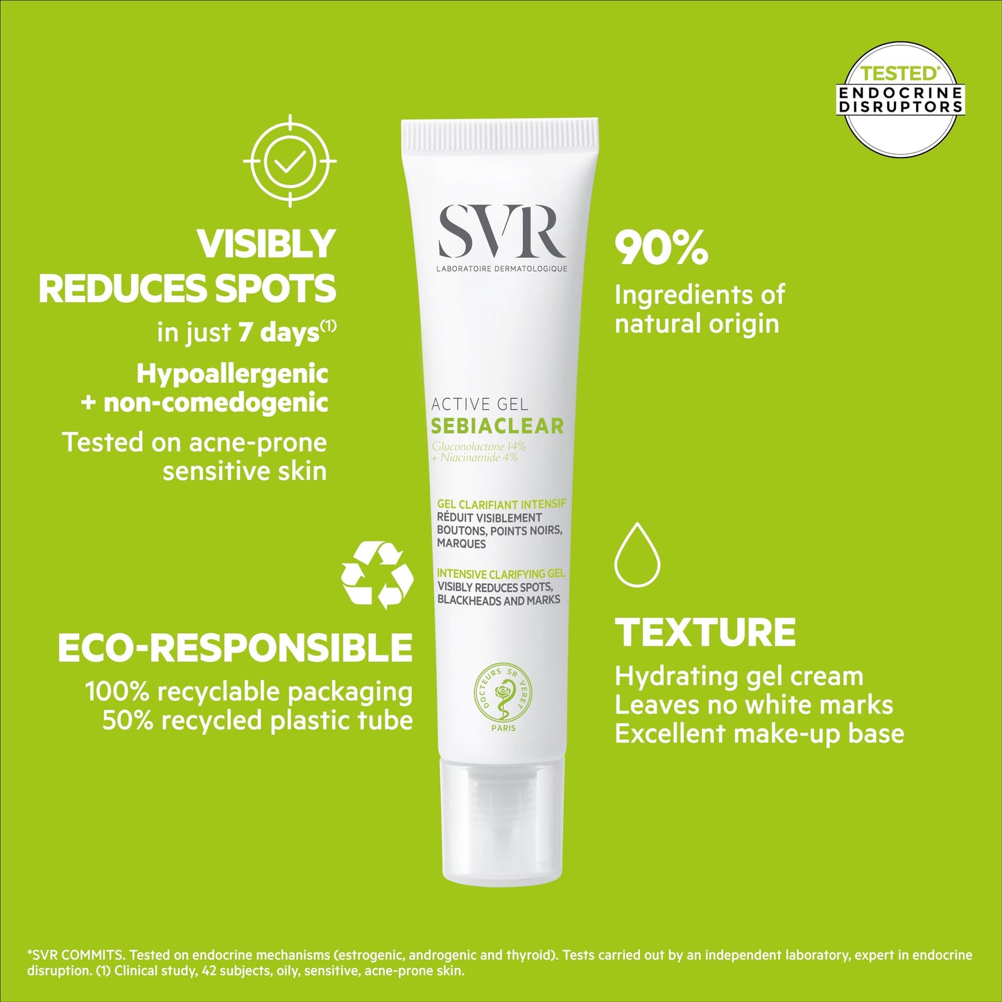 SVR Sebiaclear Active Face Gel Cream With Niacinamide, For Oily To Combination Skin. Facial Moisturizer To Reduce The Appearance Of Blemishes, Blackheads And Redness, Oil Free Skincare, 1.3 Fl.oz.