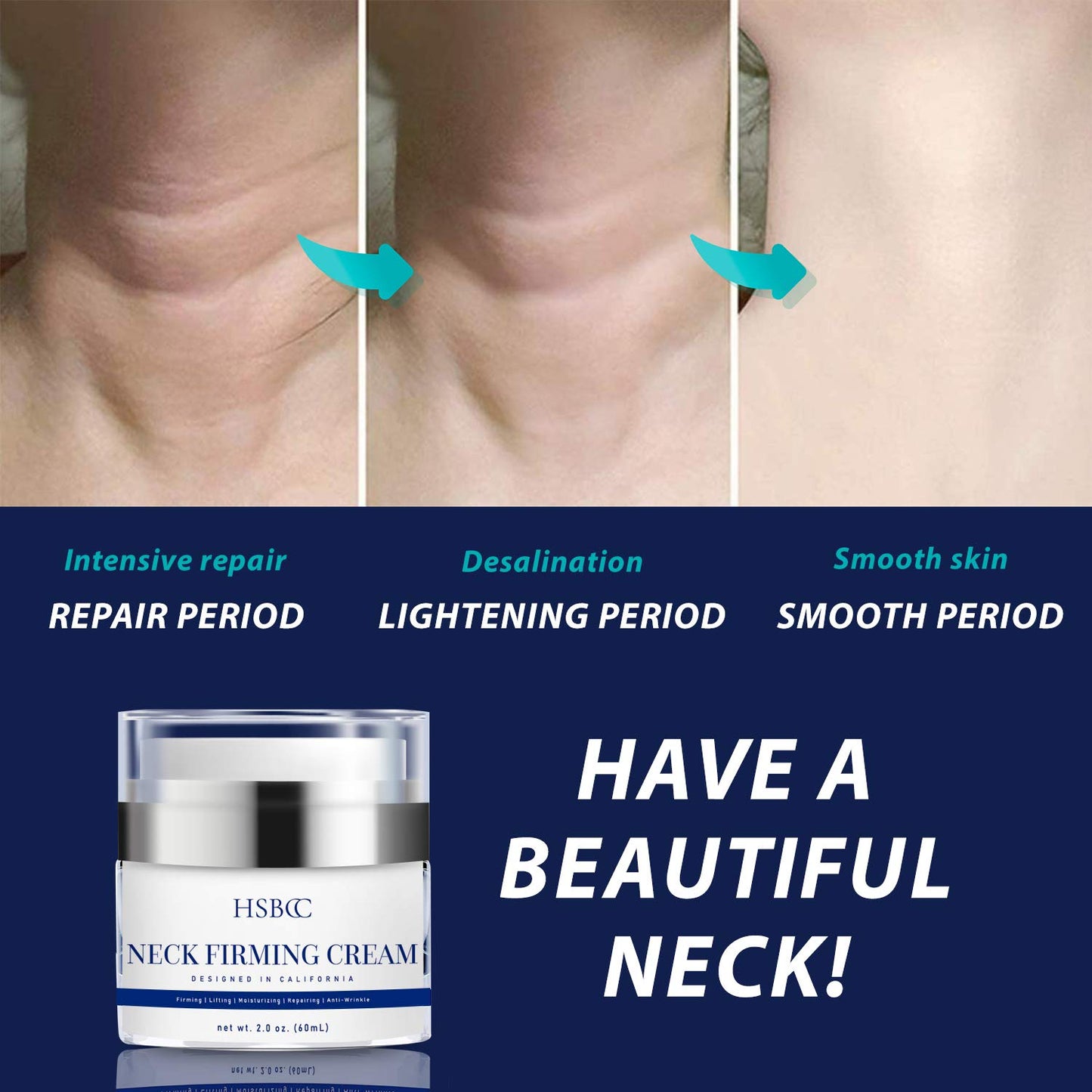 HSBCC Neck firming cream with peptides, Neck Cream, Neck Moisturizer Cream 2 fl oz.