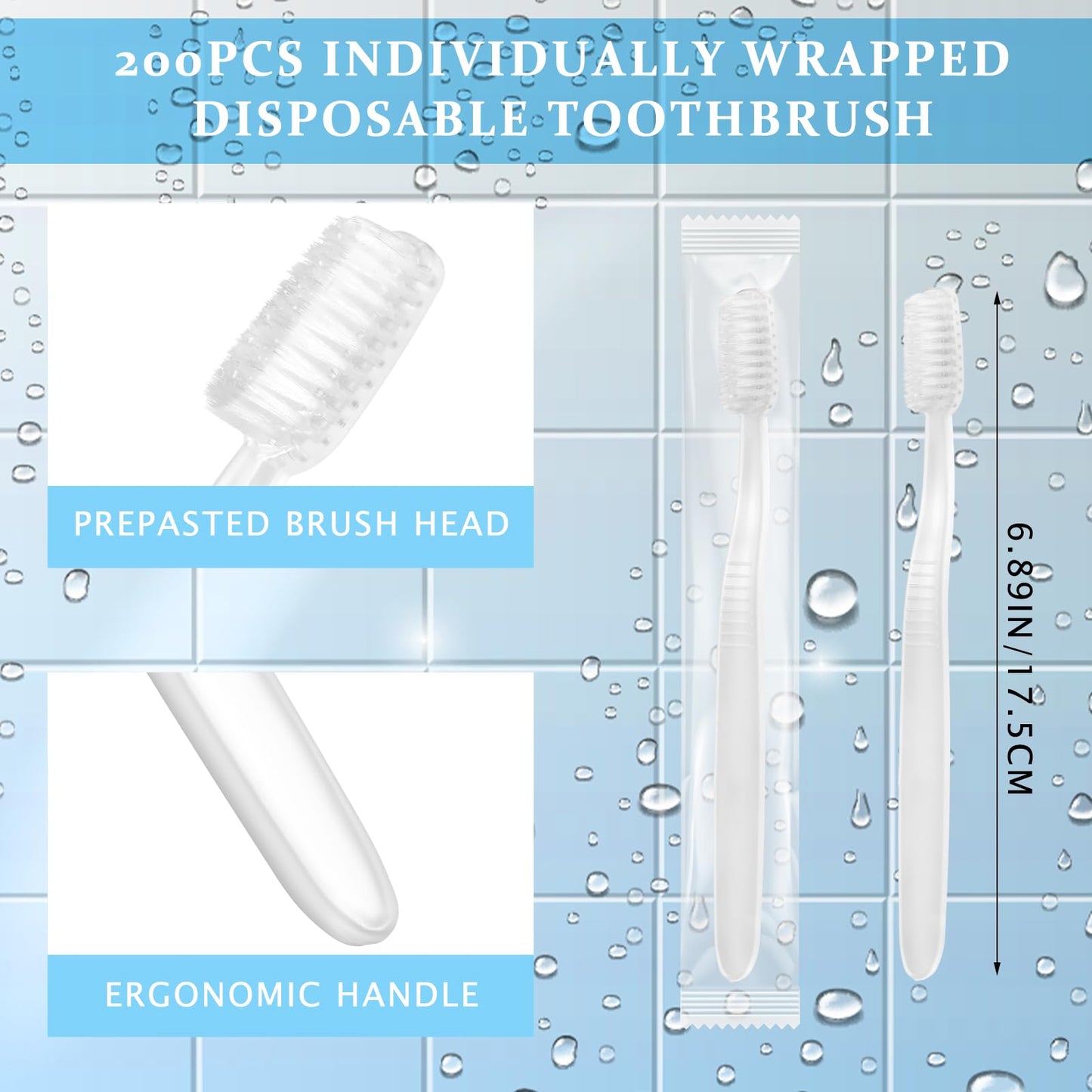 Tioncy 200 Pack Prepasted Disposable Toothbrushes Individually Wrapped Pre Pasted Toothbrushes Soft Bristle Travel Tooth Brush Single Use Wrapped for Hotel, Camping, Travel and Gift for The Homeless