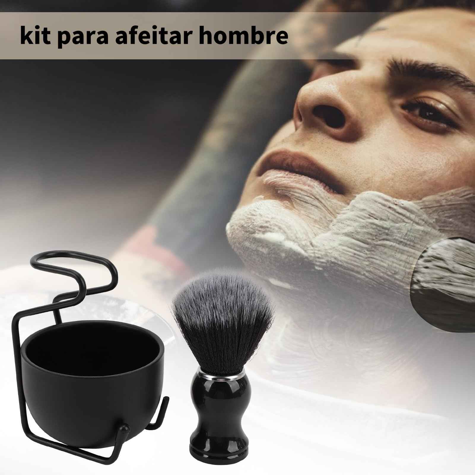 ZJchao Shaving Brush Stand Bowl Set - Men's Wet Shaving Kit with Shaving Bowl, Brush Holder & Stand Shaving (Black)
