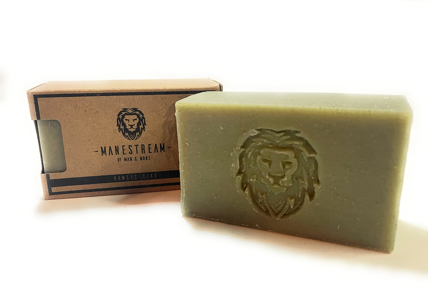 MAN & MANE Manestream Long Lasting, Mild Scented Geranium French Clay Bar with Coconut, Olive, Palm Oils, Natural Handmade Soap