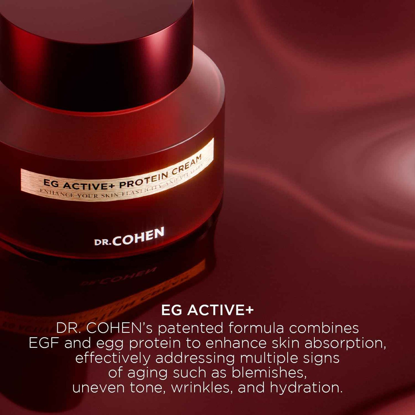 DR. COHEN EG ACTIVE Nano-EGF Hydrating Face Cream – Egg Protein, Ceramide & Hyaluronic Acid – Daily Skin Hydrating Facial Cream – Ideal for Post-Skin Care Routines – 1.69 fl oz