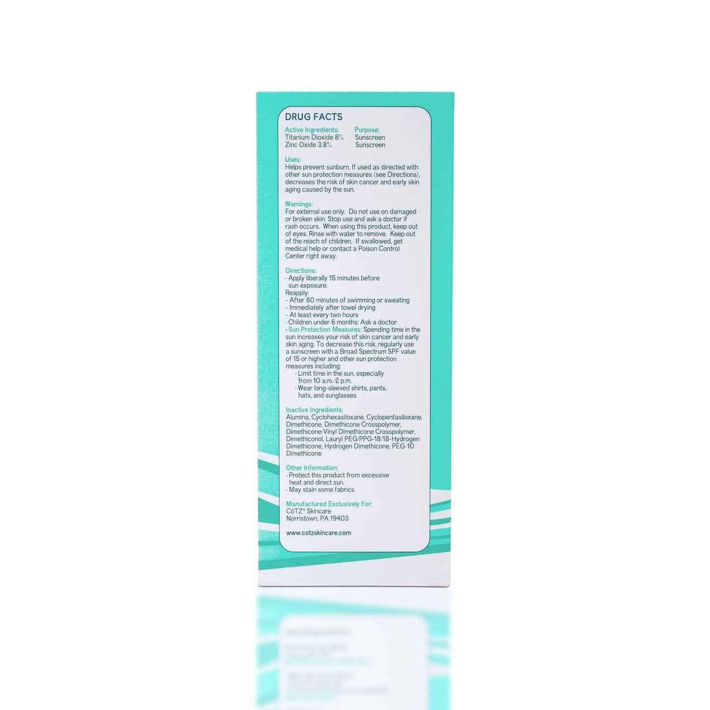 COTZ Face Prime & Protect Non-Tinted Mineral Sunscreen and Facial Primer Broad Spectrum SPF 40; PA++++ 1.5 oz / 42.5 g.