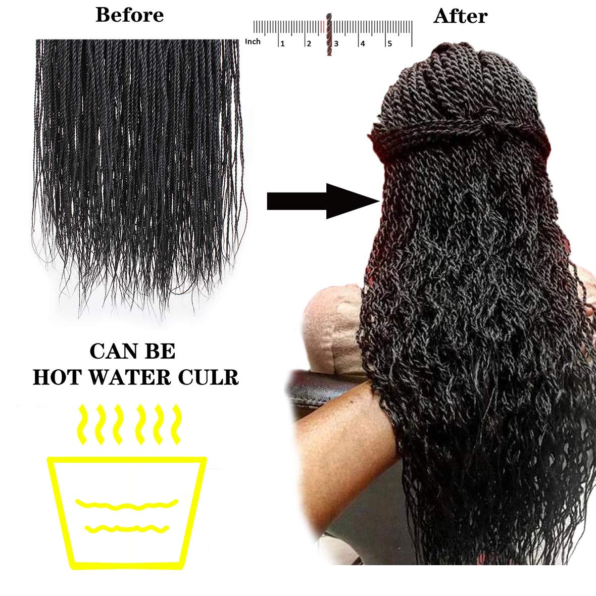 ZRQ 34 Inch 8 Packs Crochet Senegalese Twist Braids Hair Small Senegalese Twist Crochet Hair Micro Long Mambo Twist Crochet Braids For Black Women 40Strands/Pack(34"8packs,1b#)