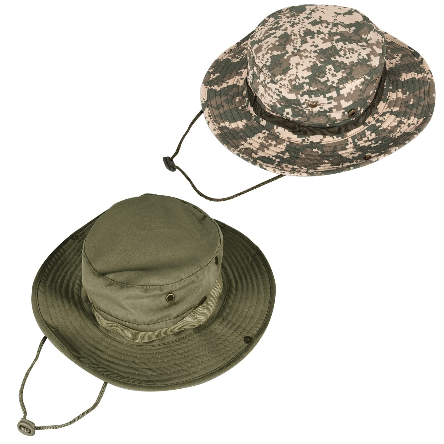 Sun Hats for Men Women Bucket Hat UPF 50+ Boonie Hat Foldable UV Protection Hiking Beach Fishing Summer Safari(2pack-Army Green+Green Digital)