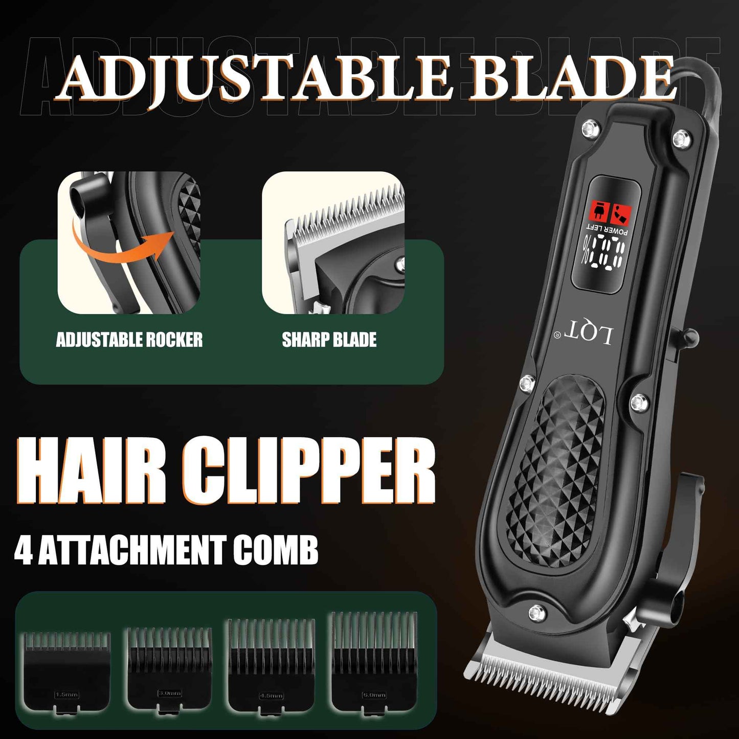 Hair Clippers for Men, 3-Piece Cordless Grooming Kit with Rechargeable Clipper, Foil Shaver & Nose Trimmer, LED Power Display for Precision Hair & Beard Cutting at Home