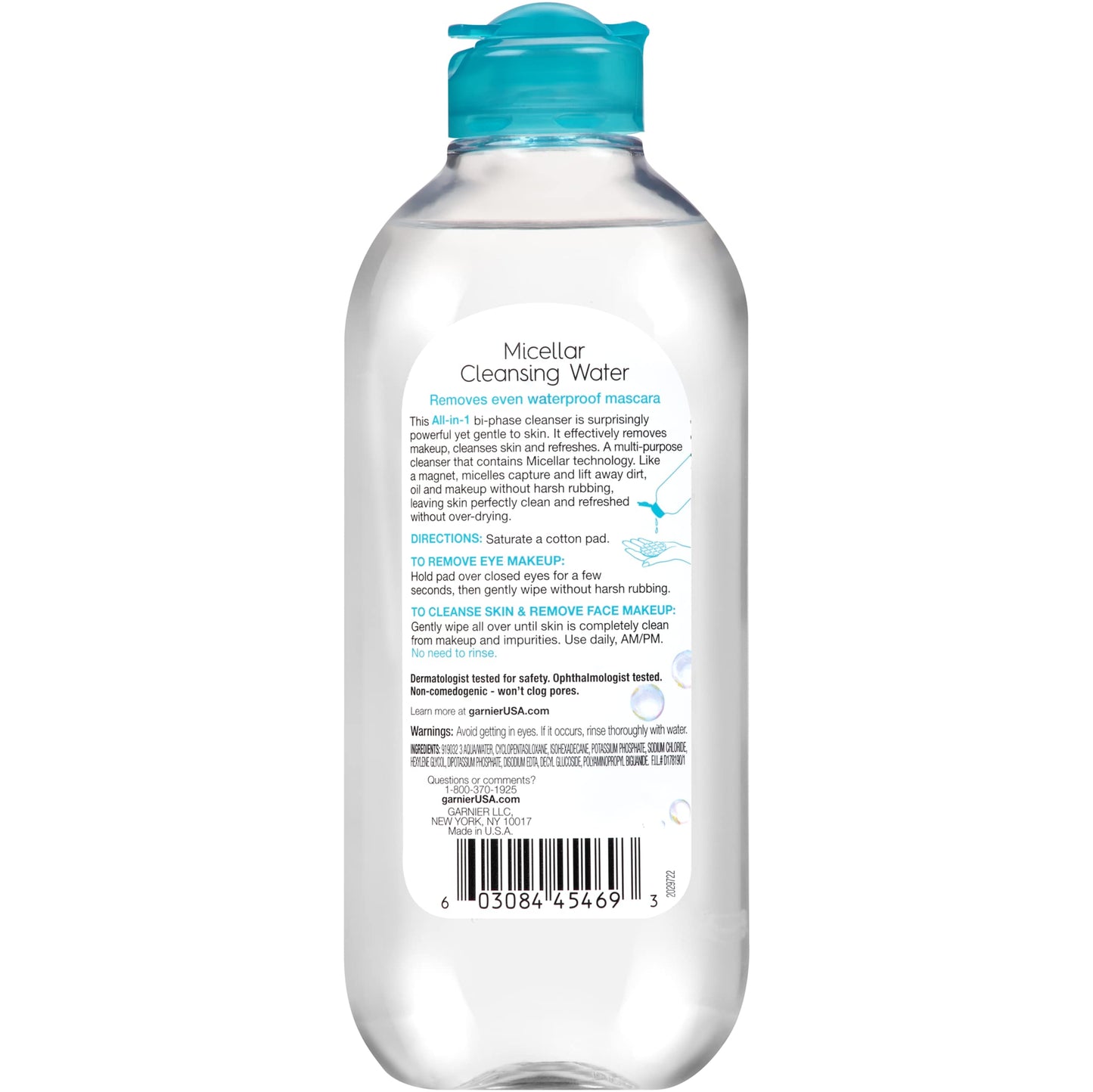 Garnier SkinActive Acqua micellare per trucco waterproof, detergente viso e struccante, 400 ml (13,5 Fl Oz), 1 confezione (la confezione può variare)