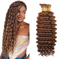 #30 Brown Deep Wave Braiding Hair 34 Inch 3 Bundles