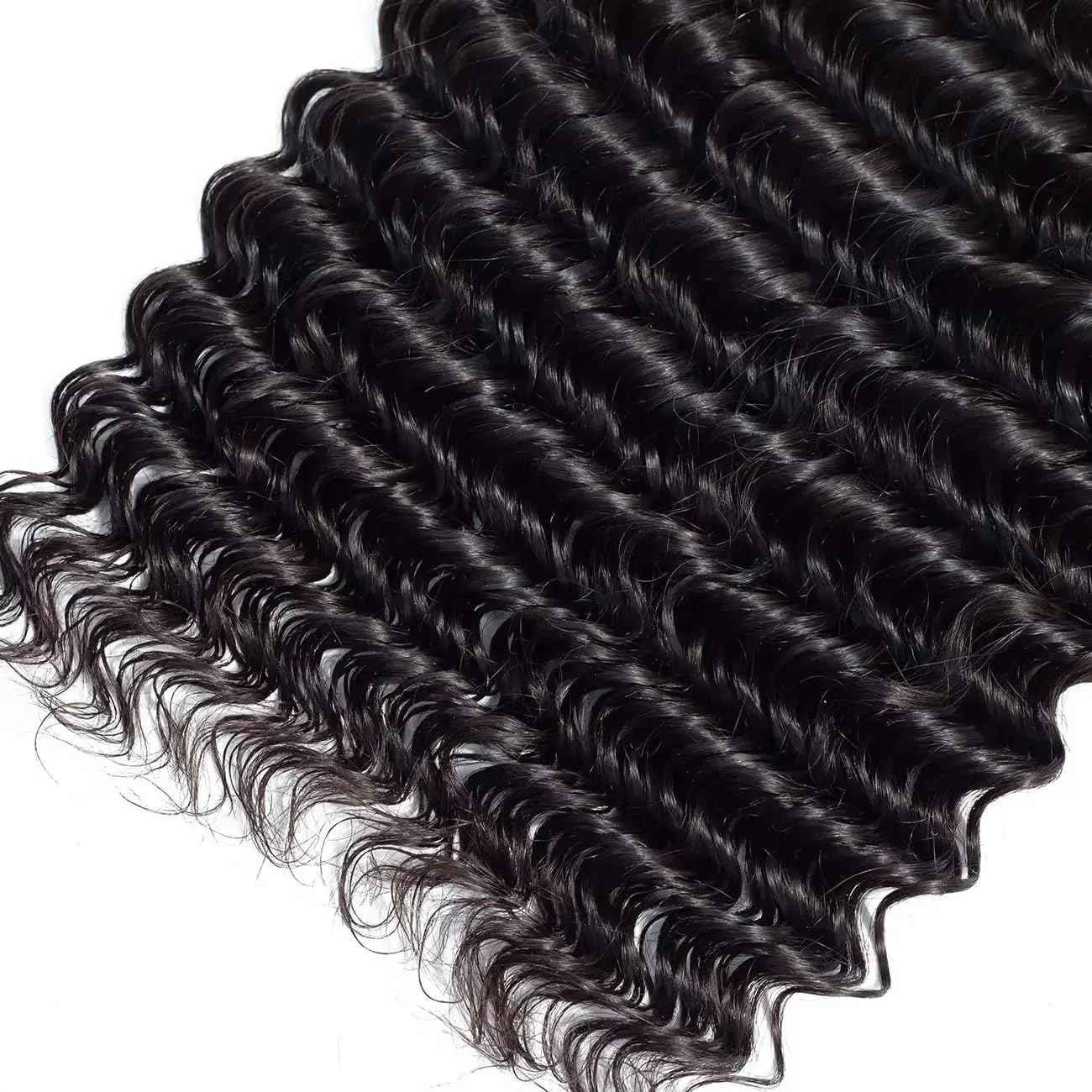 1B Human Hair Bundles Deep Wave Human Hair Bundles Wet and Wavy Bundle 14 16 18 inch 150g Brazilian Remy Deep Wave Bundle