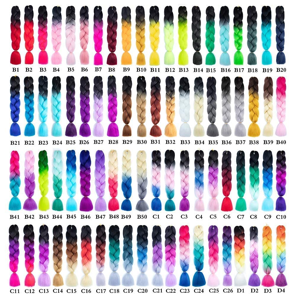 TENGSHUO FLY Black to Orange Braiding Hair 1 Packs Synthetic Braid Hair Extensions Ombre Braiding Hair 24" or Box Braids Twist Crochet Braids(24"1Pack,Black to Orange-B9)