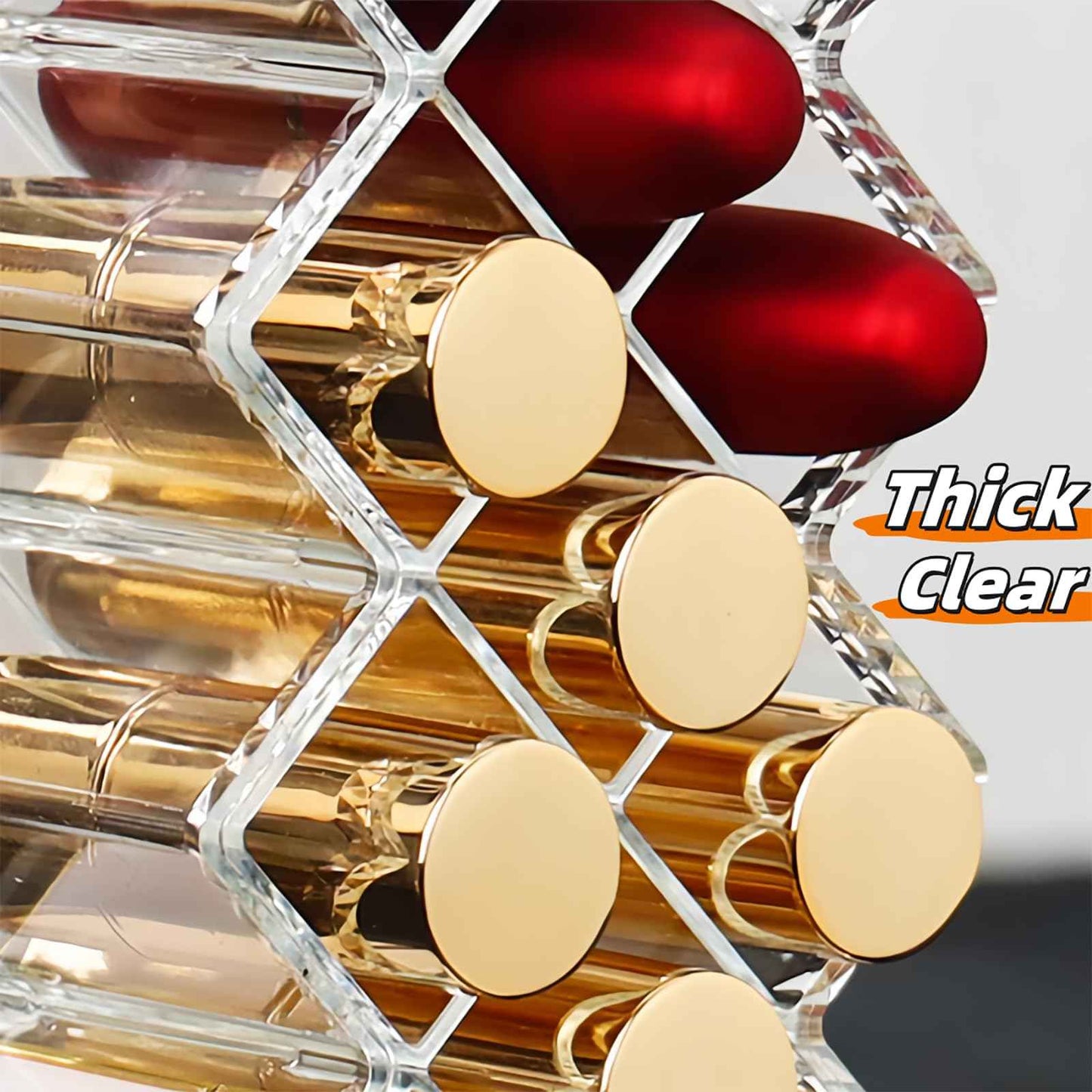 Cedilis 4 Pack Acrylic Lipstick Holder Organizer, 64 Slot Clear Lip Gloss Storage Organizer, Fish Shape Lipstick Display Stand Tower for Cosmetic Makeup and Dresser Display