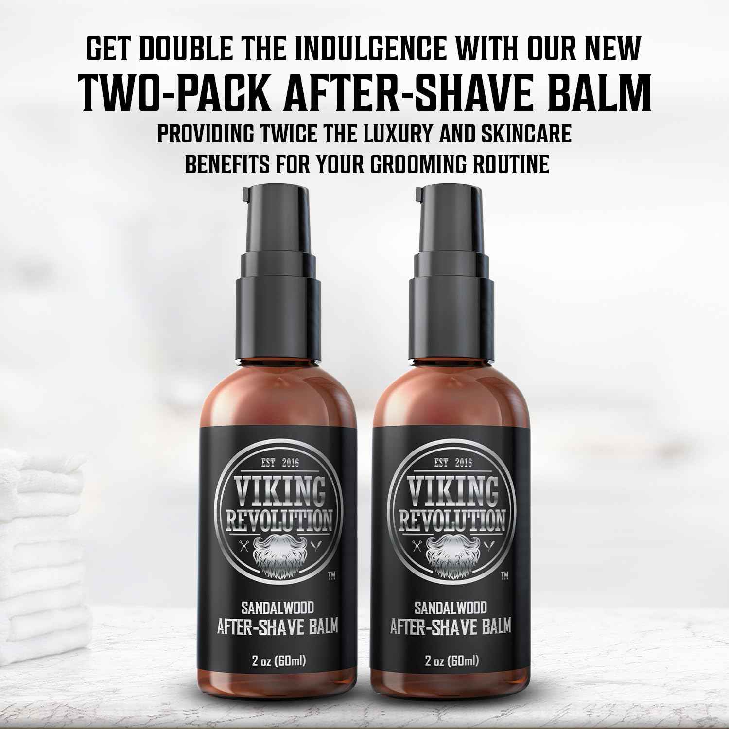Viking Revolution Luxury After-Shave Balm for Men - Soothes and Moisturizes Face After Shaving - Eliminates Razor Burn for A Silky Smooth Finish - Sandalwood Scent (Pack of 2)