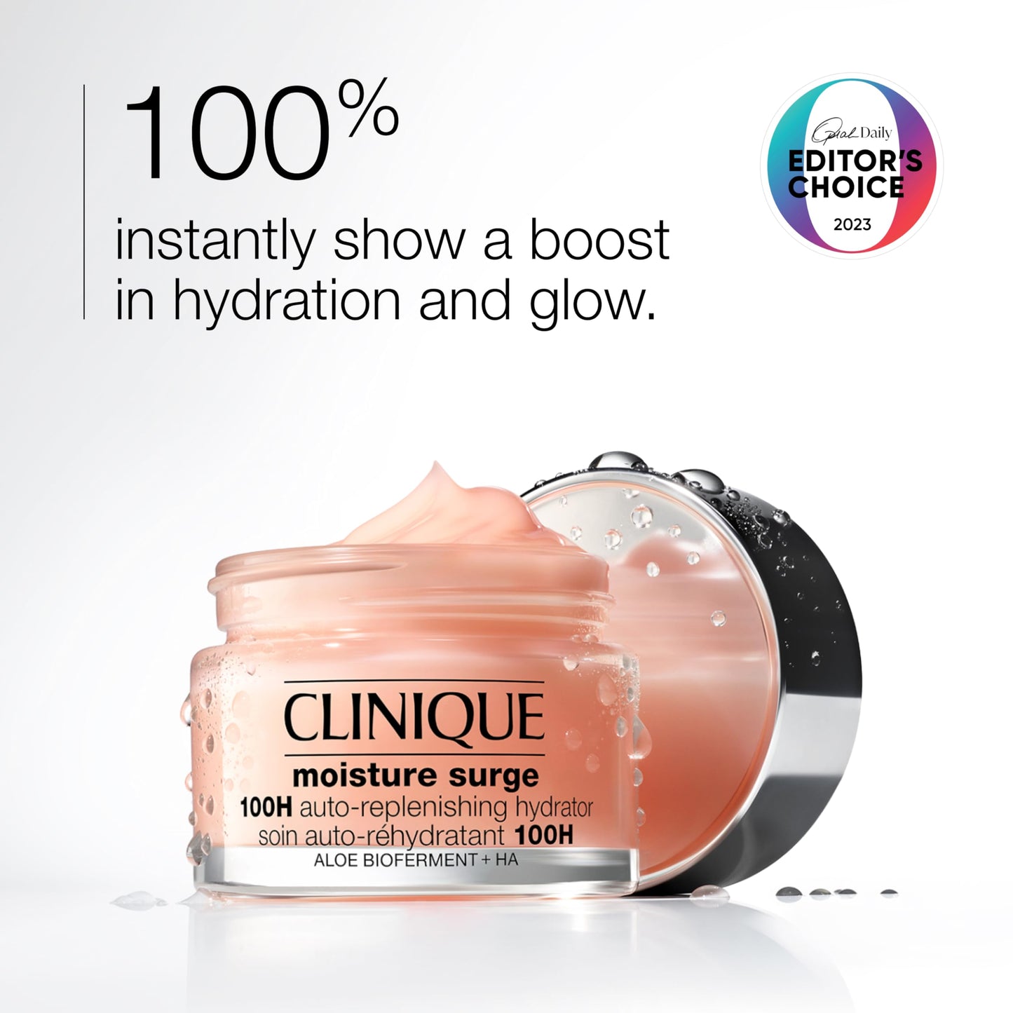 Clinique Moisture Surge 100H Auto-Replenishing Hydrator Oil Free Face Moisturizer With Hyaluronic Acid For All Skin Types | Hydrating + Moisturizing, 4.2 fl. oz.