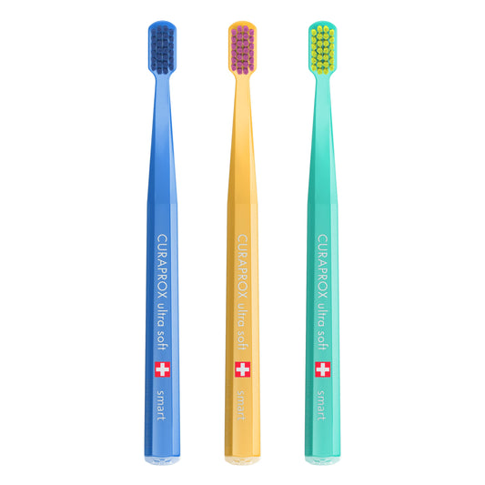 Curaprox CS Smart Toothbrush – Compact Brush Head for Children and Adults | Ultra-Gentle Cleaning | 3-Pack | Mixed Colours