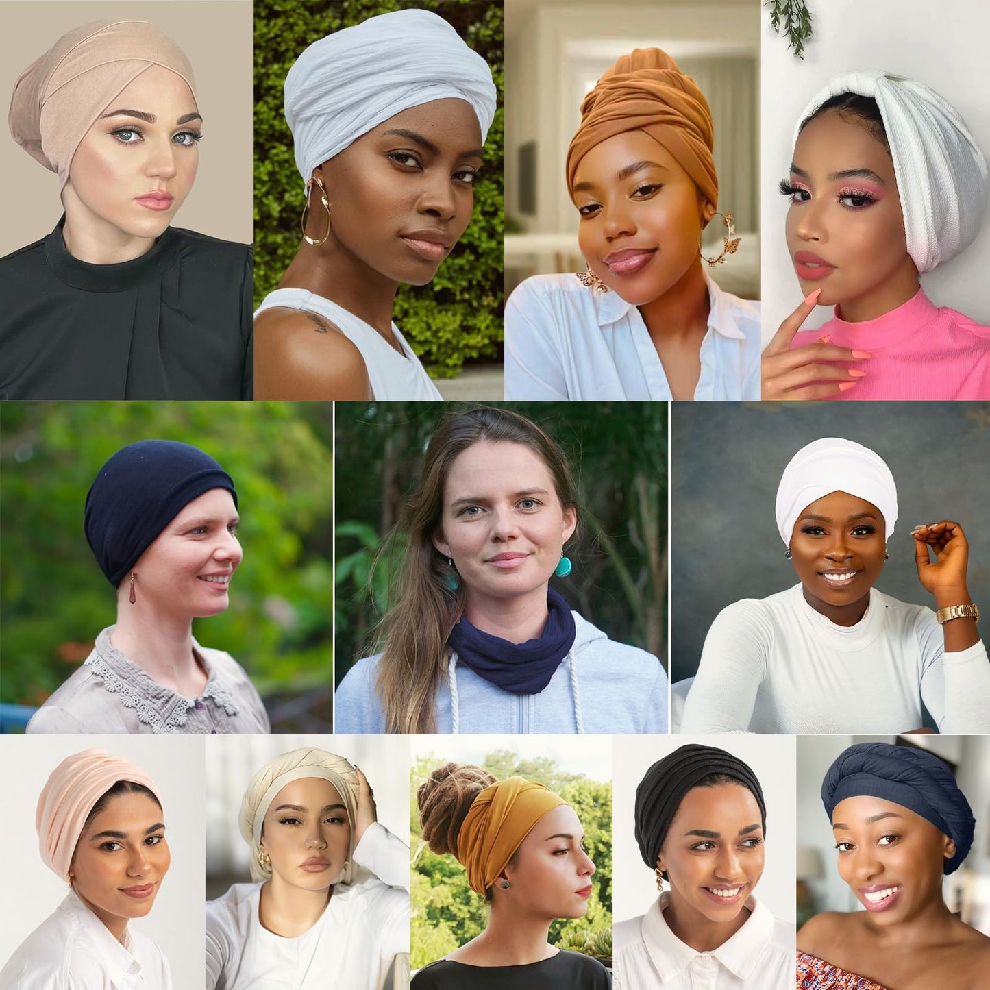 XTREND 1 Piece Multi-Purpose Headwrap Fashion Headband Stretch Knit Halo Turban Solid Color Extra Wide Head Wrap Covers Entire Head for Women (White)