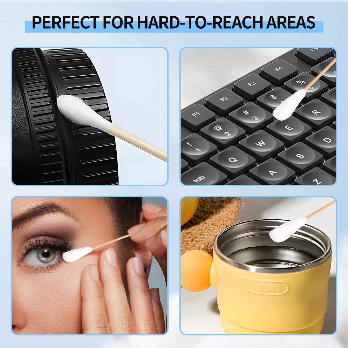 Long q Tips for Cleaning 10 Inch, 100pcs Cotton Swabs, Long 10" Cotton Tipped Applicators with Large 1/2" Diameter Swab - Non-sterile