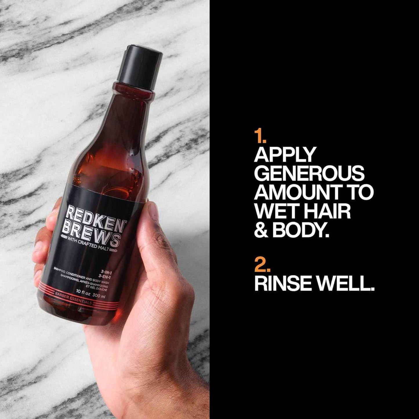 Redken Brews 3-In-1 Men's Shampoo, Conditioner and Body Wash - Multi-Purpose Hair & Body Cleanser For Men - Moisturizes & Hydrates, All-In-One Soap, 10.1 Fl Oz