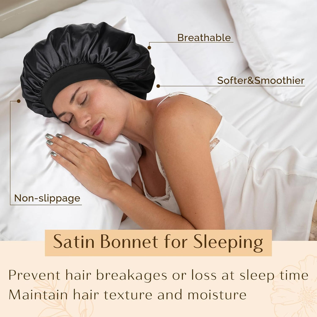 YANIBEST Silk Bonnet for Men Women Hair Bonnet for Sleeping Double Layer Satin Bonnets for Black Women Curly Hair Sleep Cap