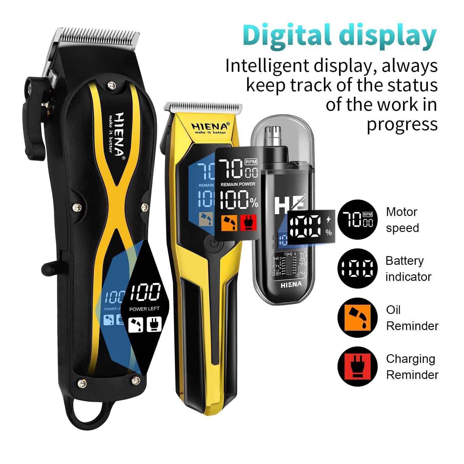 Professional Hair Clippers for Men, Electric Hair Clipper Set for Barber Kit ，Hair Clipper and Trimmer Set，Full Barber Clipper Set with LED Display Gifts for Men