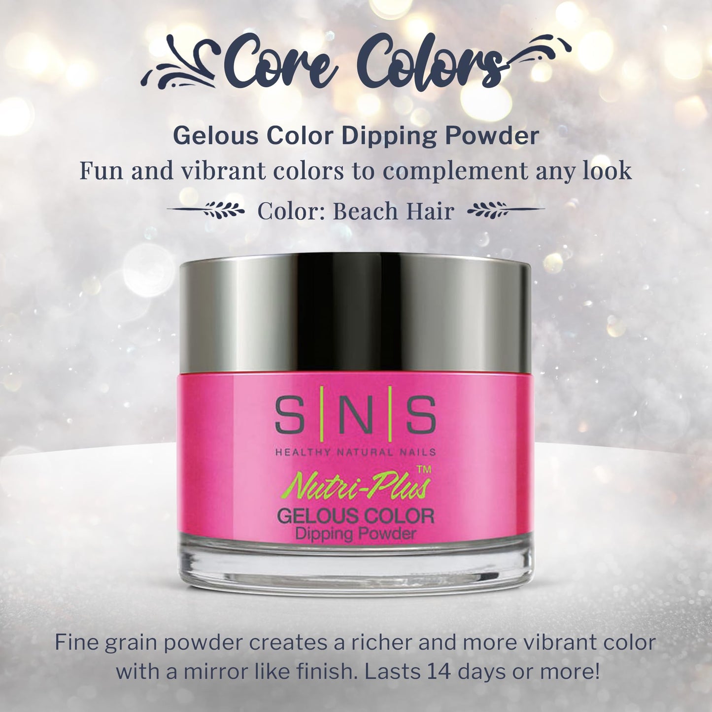 SNS Nail Dip Powder, Gelous Color Dipping Powder - Beach Hair (Pink/Magenta, Cream) - Long-Lasting Dip Nail Color Lasts 14 Days - Low-Odor & No UV Lamp Required - 1.5oz