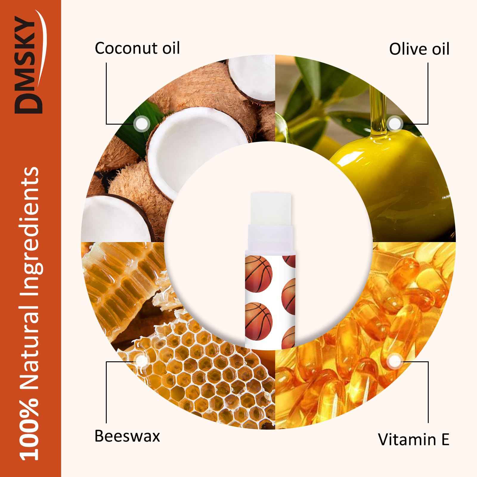 DMSKY 60 Pcs Lip Balm Bulk, Basketball Party Favors for Team Gifts for Players Teen Girls Boys Sports Party Supplies