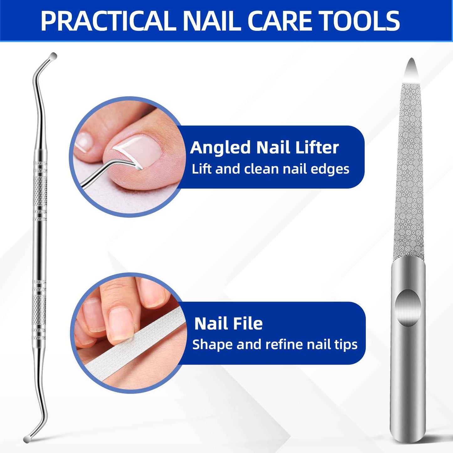 Toenail Clippers for Thick Toenails for Seniors, Professional Nail Clippers for Men, Heavy Duty Angled Head Large Toe Nail Clippers for Seniors, Slanted Ingrown Nail Clippers, 6PCS