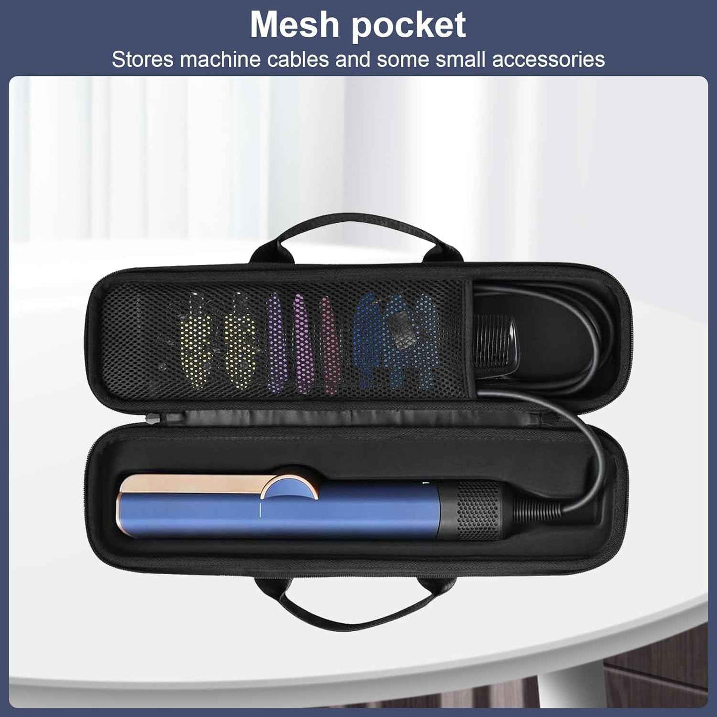 WINZEDGE Travel Carrying Case Compatible with Dyson Airstrait/Hair Straightener, Airstrait HT01 Accessories Tools Hard Case, Waterproof Storage Bag - Black (Black)