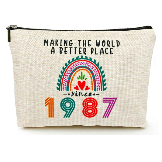 Suemetic 38th Birthday Gifts Women Makeup Bag, Happy 38th Birthday Decorations Woman, Best 38 Year Old Gifts Ideas for Her, Mom, Wife, Sister, Mothers Day, 1987 Anniversary Party Favors, Christmas