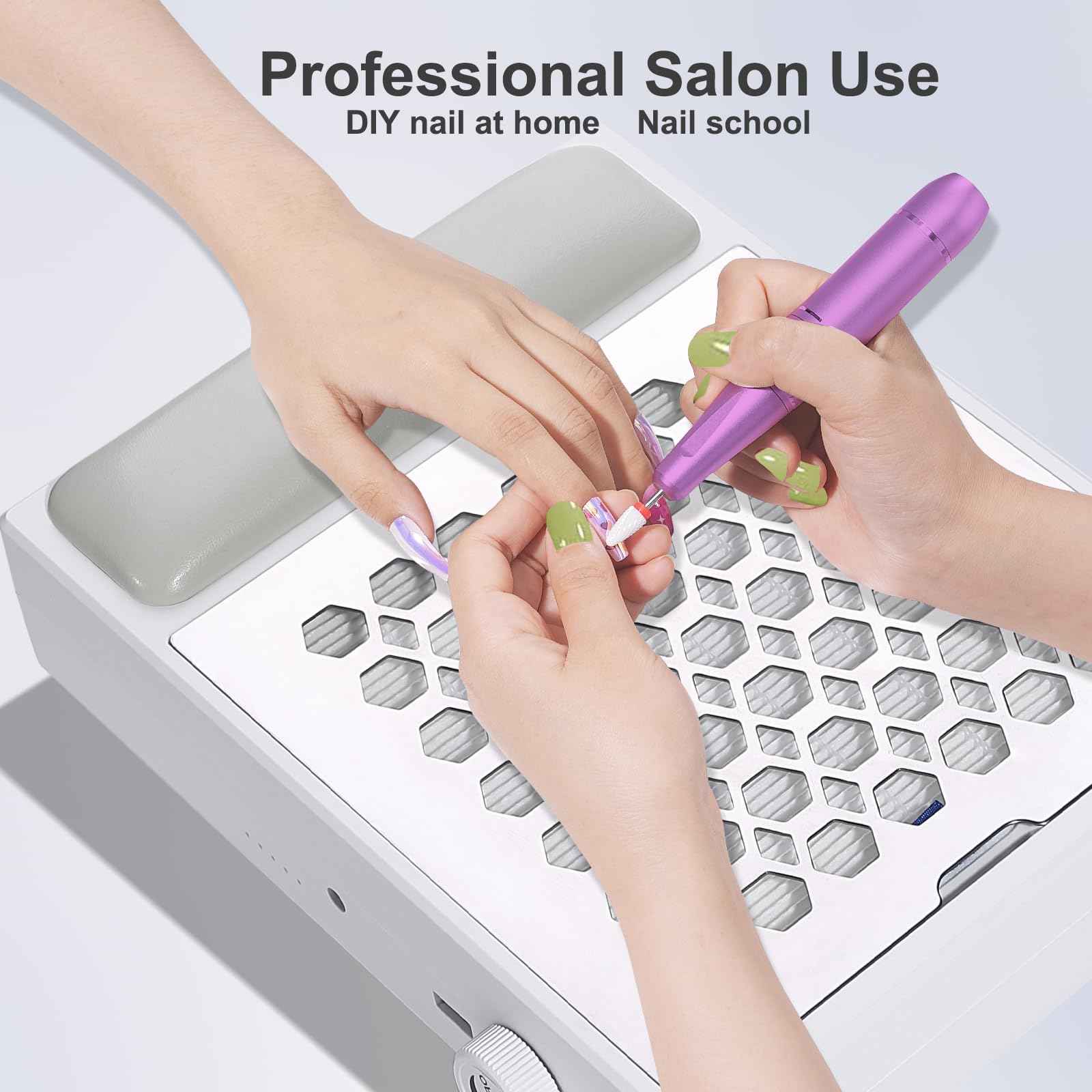 BNYLFGX Nail Dust Collector, Cordless Dust Collector Nail Tech, Powerful Vacuum Fan Vent Dust Collector Extractor Electric Dust Suction Machine for Acrylic Nails Polishing, Nail Salon & Home