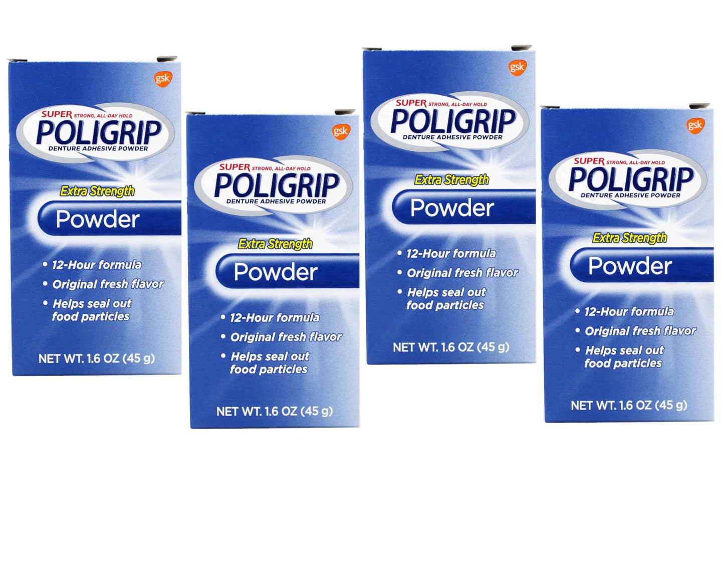 Super Poligrip Denture Adhesive Powder-1.6 oz (Pack of 4) by Super Poli-Grip