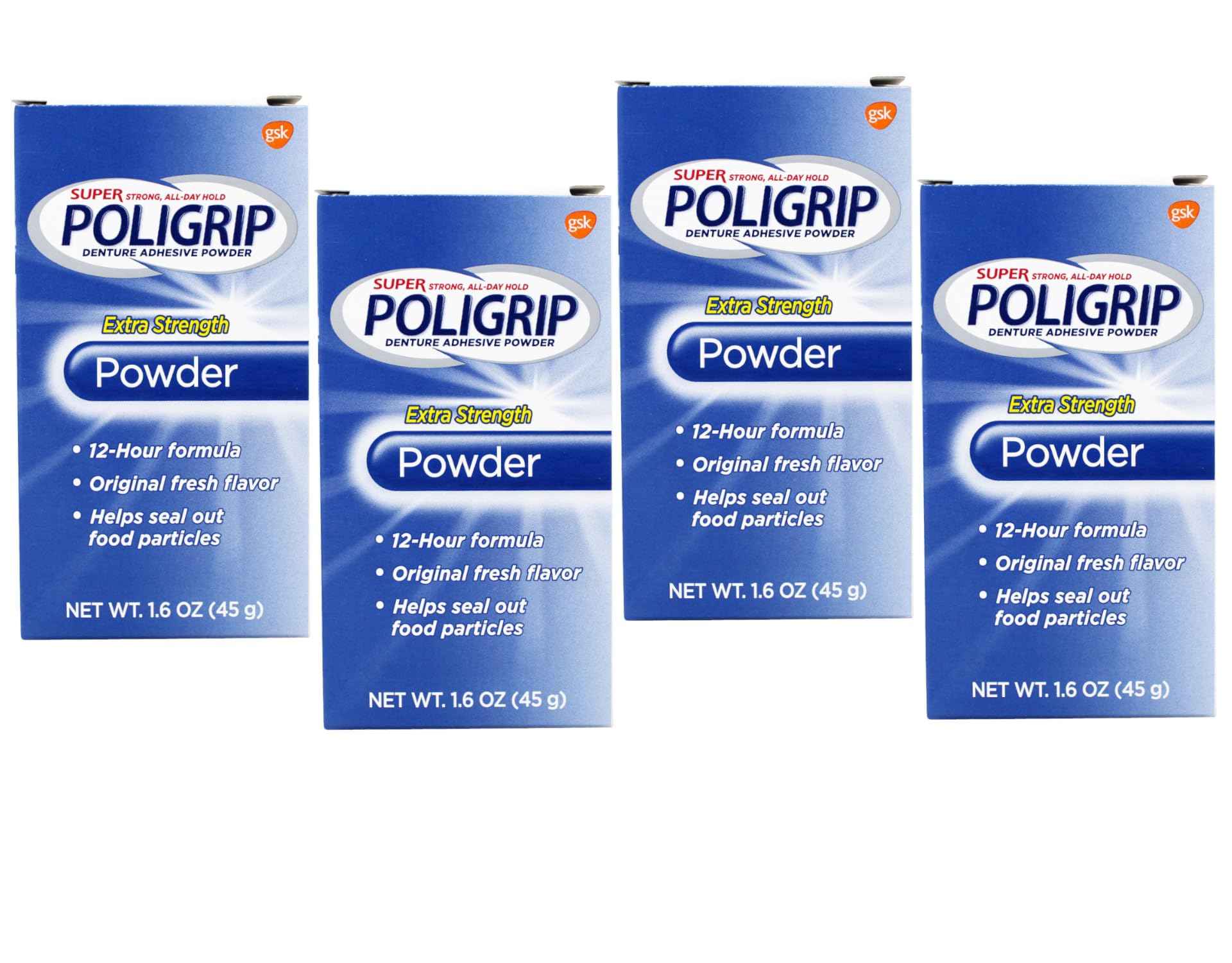 Super Poligrip Denture Adhesive Powder-1.6 oz (Pack of 4) by Super Poli-Grip