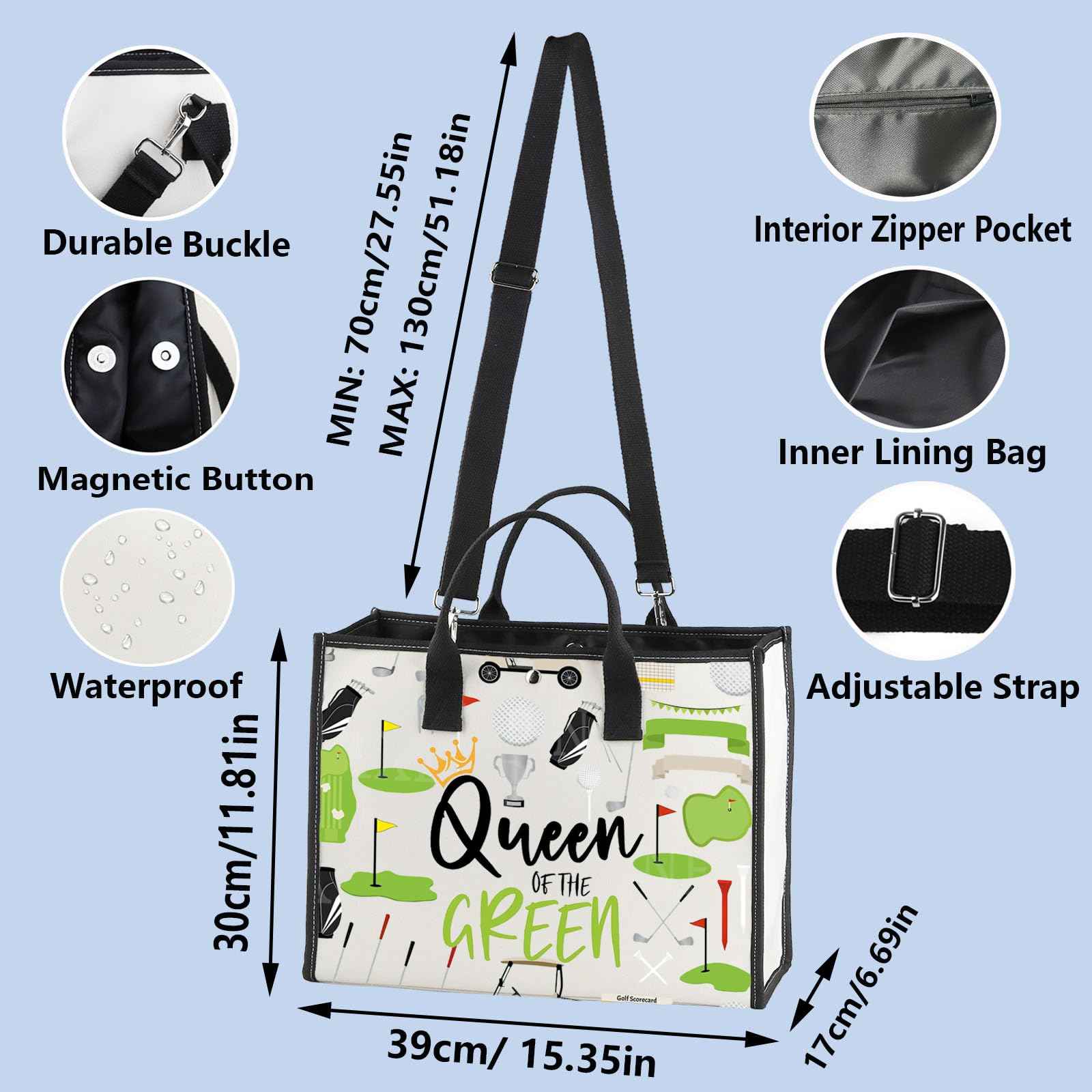 WZMPA Golf Queen Survival Kit Golf Player Gifts Queen of the Green Golf Zipper Bag Golfing Travel Accessories (Queen Green BG)