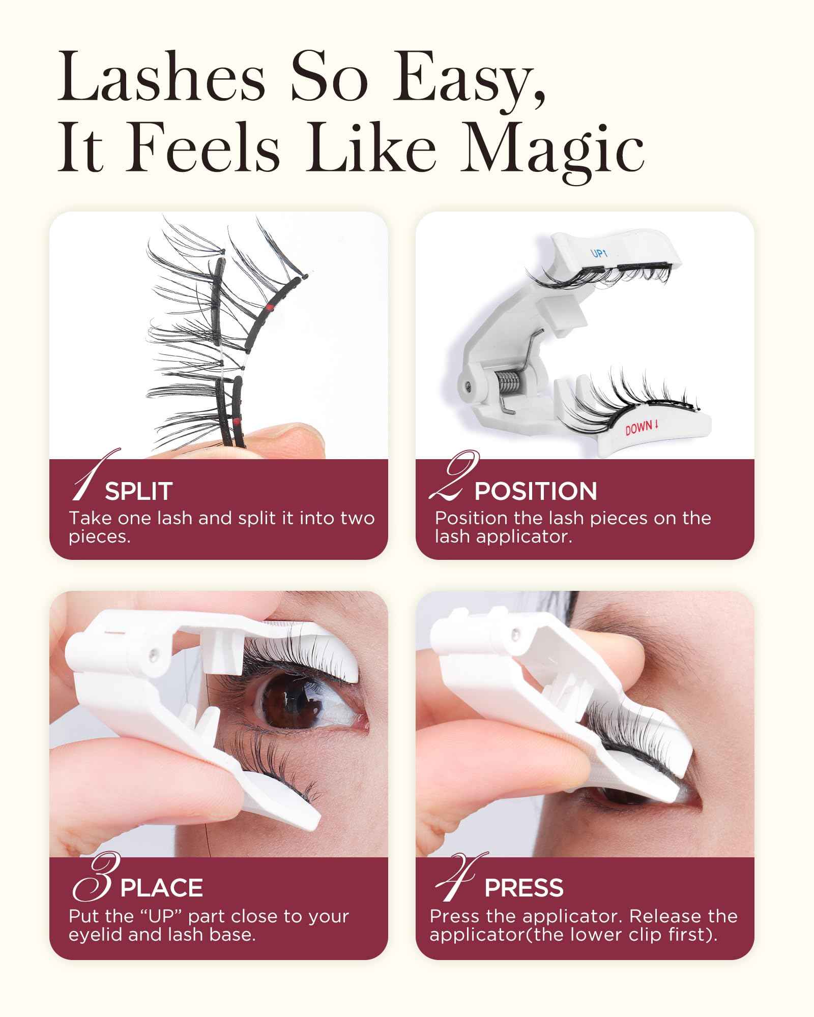 BEYELIAN Magnetic Eyelashes with Applicator Kit, Upgrade Soft Magnetic False Eyelashes Natural Look, No Glue Needed Reusable Magnetic Lashes for Eye Makeup (Lightweight & Comfortable)