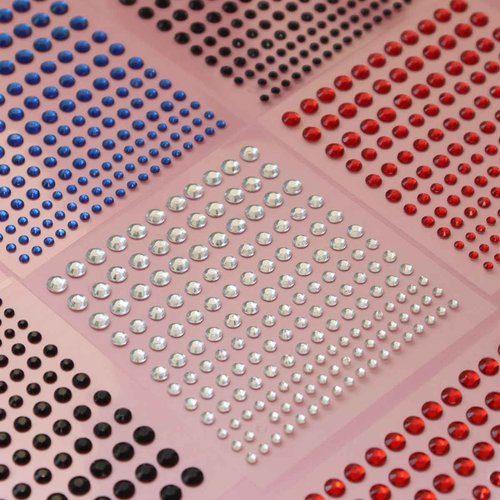 5 Sheets Self Adhesive Pearl Stickers, Flat Back Pearls Sticker, 4 Size Self Adhesive Rhinestone Gem Stickers for DIY Crafts Craft Card Decorations Nail Art Beauty Makeup (Blue)