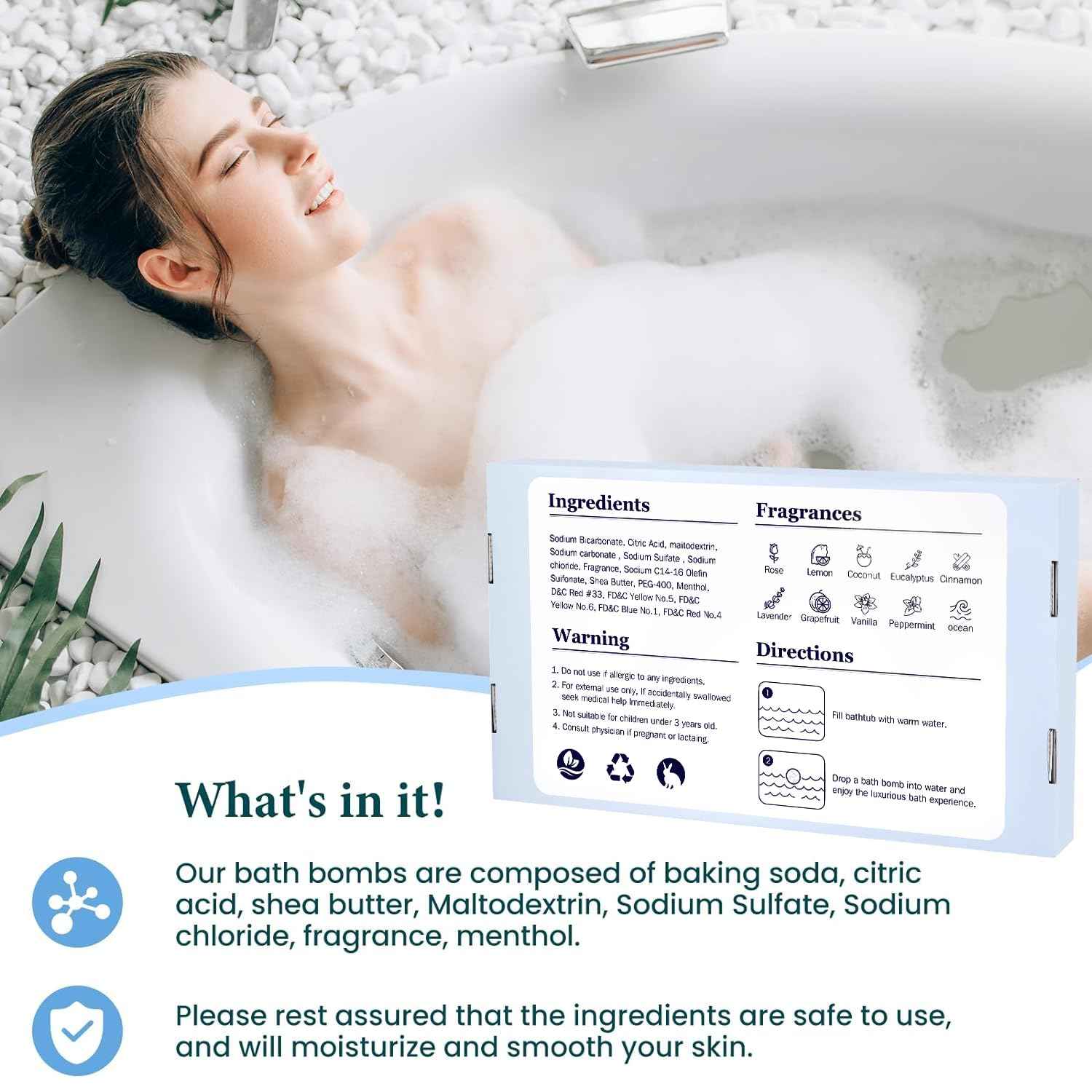 TranquilBliss Bath Bombs Set 50 PCS with 10 Rich Scents, Bath Bombs for Women, Natural Bubble Bombs with Shea Butter & Safe Oil, Ideal for Christmas, Birthday, Valentine's Day Mother's Day Present