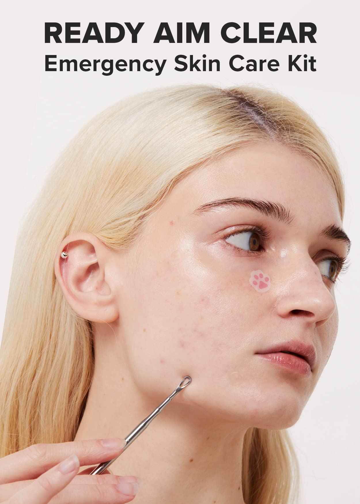 I DEW CARE Rolling With It | Reusable and Hygenic Cooling Facial Roller + Emergency Skin Care Kit - Ready Aim Clear Bundle