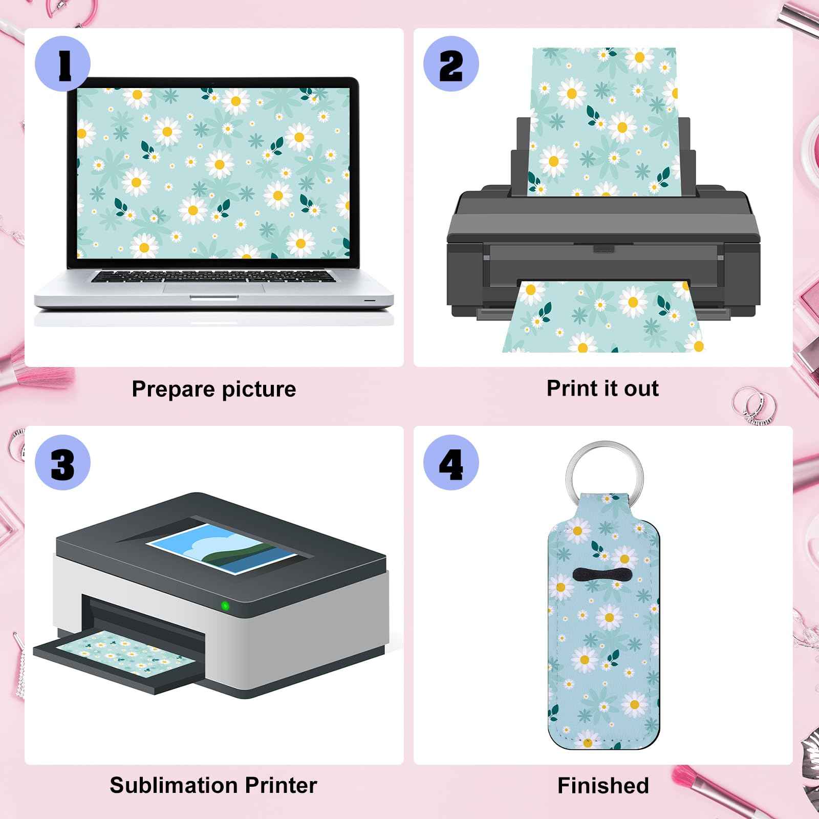 Ferreve 100 Pcs Sublimation Lipstick Holder Keychain Bulk Blank Lipstick Balm Gloss Holder Neoprene Blanks Portable Protective Cases for Women DIY Key Ring Travel Supplies