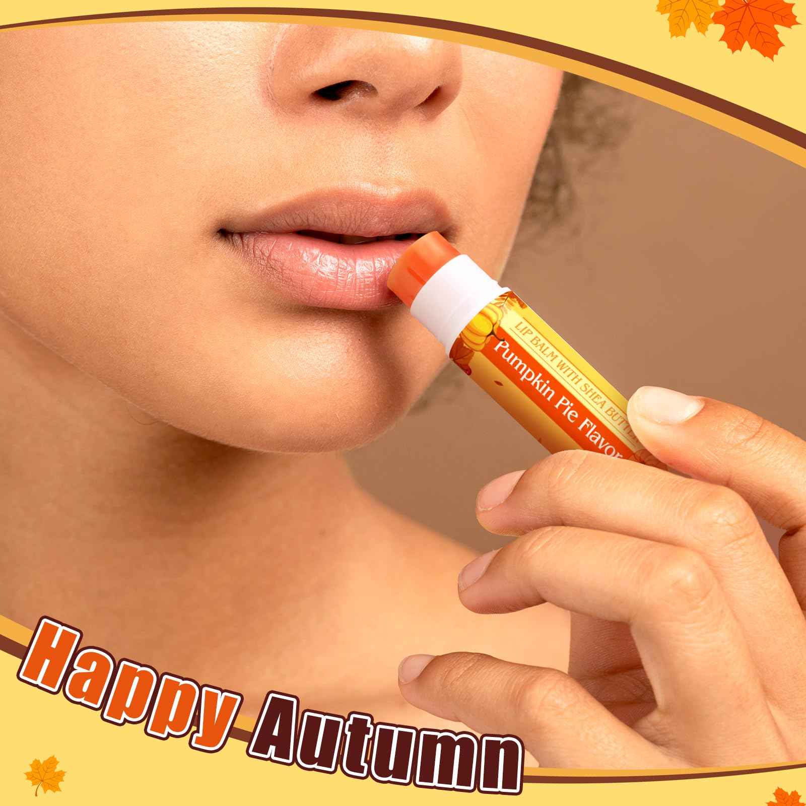 Siifert 100 Pcs Thanksgiving Pumpkin Pie Scented Lip Balms Bulk Thanksgiving Party Favors Fall Party Gifts Autumn Lip Balms Fall Goodie Bag Basket Stuffers Favors for Women Employee (Classic Style)