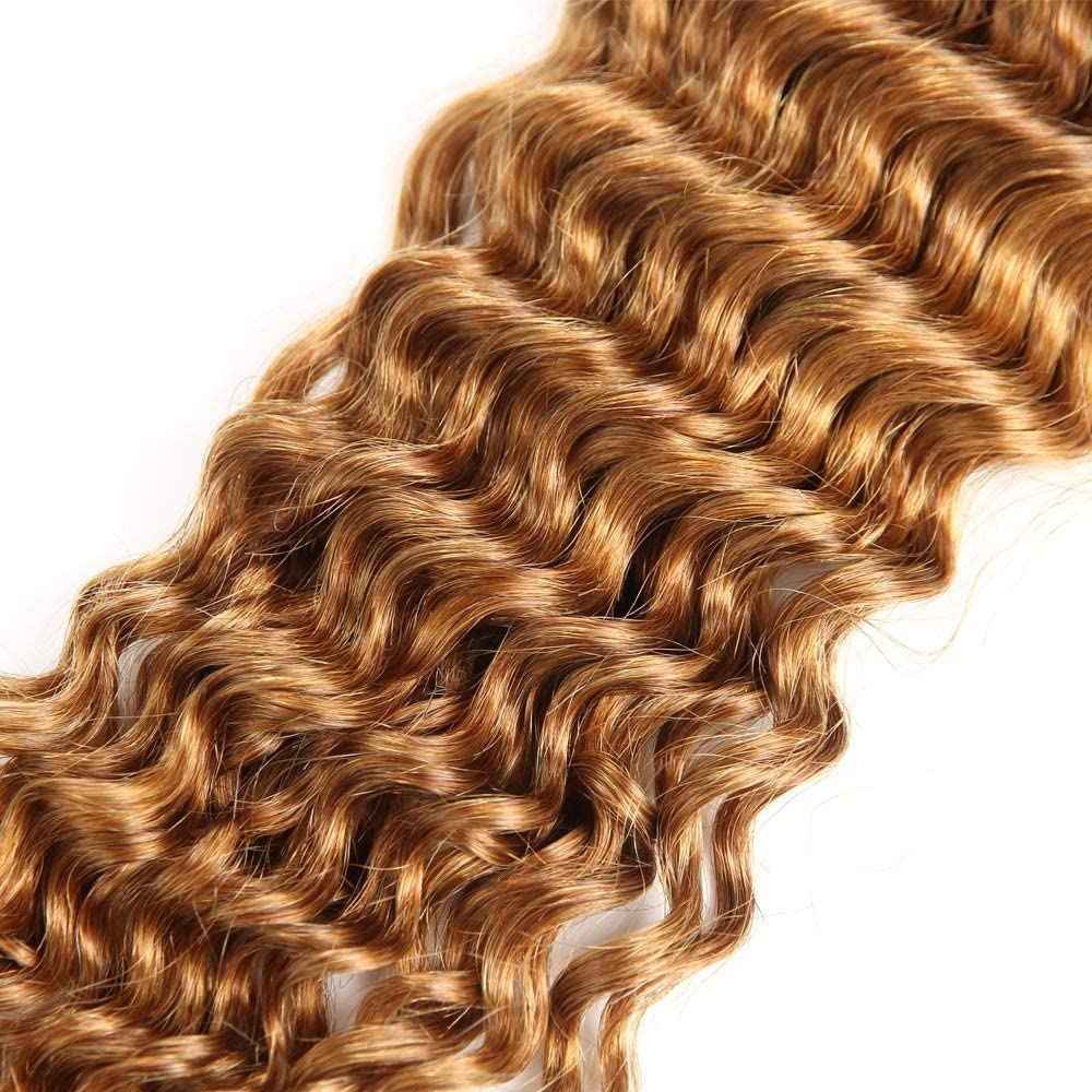 Freiuoke 1B27 Bundle Human Hair Ombre Deep Wave Bundles Color 27 Bundle 18 20 22 Inch Brazilian Virgin Remy Hair 3 Bundles