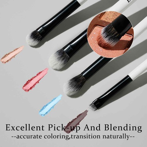 BEILI Makeup Brushes 12 Pieces 18 In 12 Double-Sided Contour Foundation Highlight Blush Brush Eyeshadow Eyeliner Concealer Brush Black and White Suitable for Travel, Gifts, Makeup Lovers