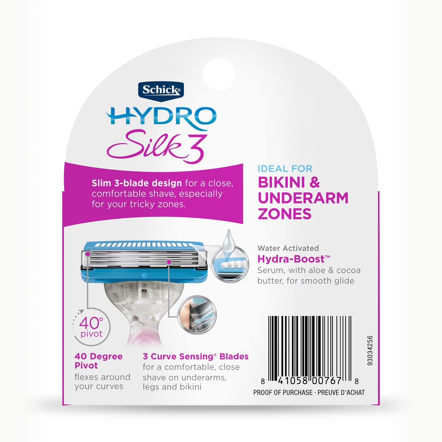 Schick Hydro Silk 3 Razor Blades Refills for Women, 4 Count (Pack of 2)