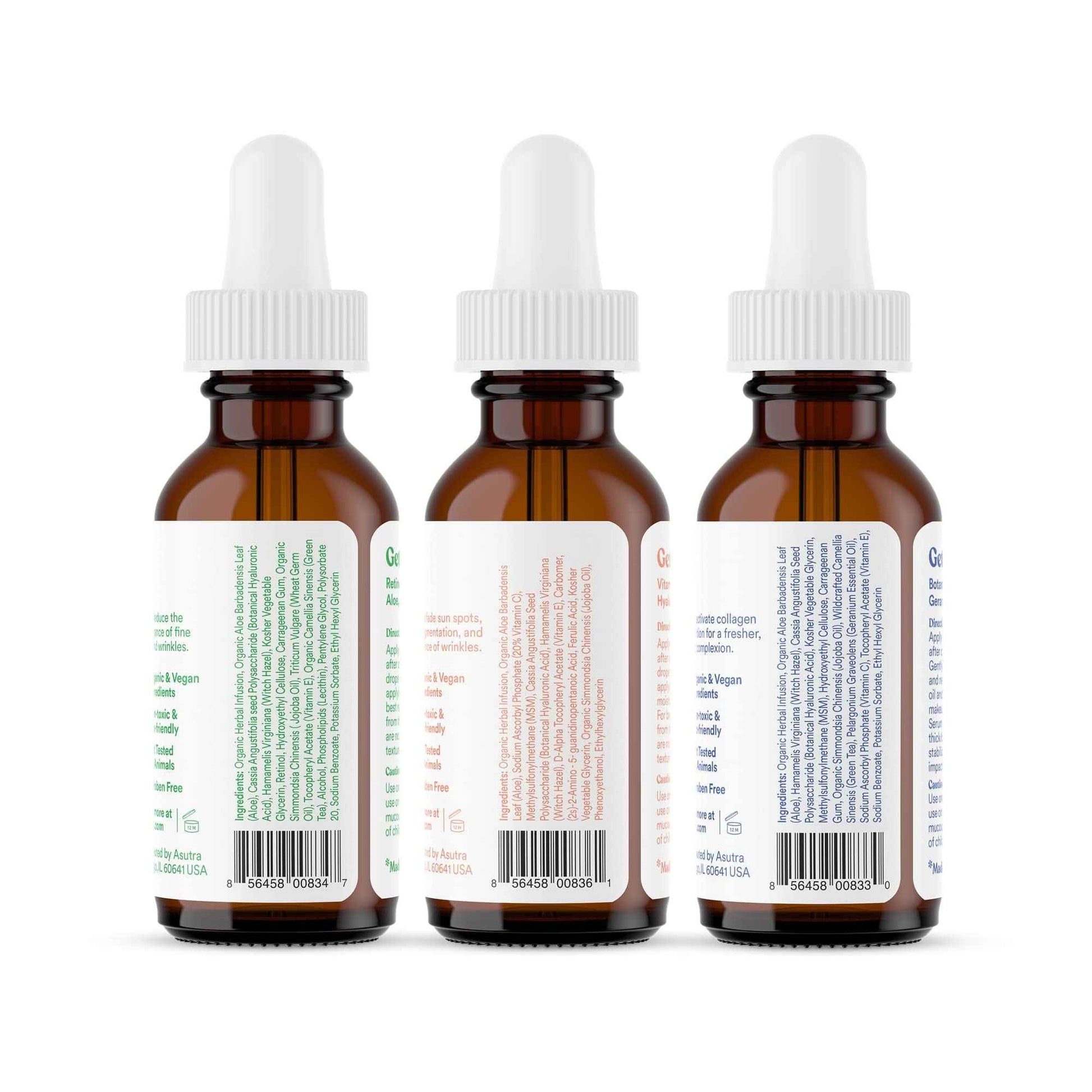 ASUTRA Face Serum Variety Pack, 3 Products - 1 fl oz 2.5% Retinol, 1 lf oz 20% Vitamin C, 1 fl oz Hyaluronic Acid Face Serum