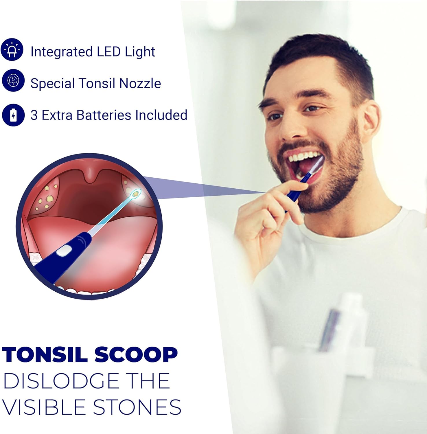 ORAVIX Tonsil Stone Remover - Tonsil Stone Removal Kit - Tonsillolith Remover Tool - Tonsil Cleaner - Fight Bad Breath - Tonsil Stone Removal Tool - Oral Irrigator - Tongue Scraper - 7 Pieces