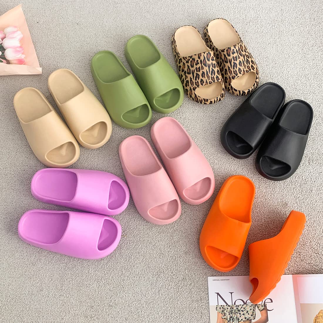 Platform Pillow Slippers Slides for Women and Men, EVA Anti-Slip Cloud Slippers Lightweight Spa Open Toe Shower Sandals for Indoor & Outdoor