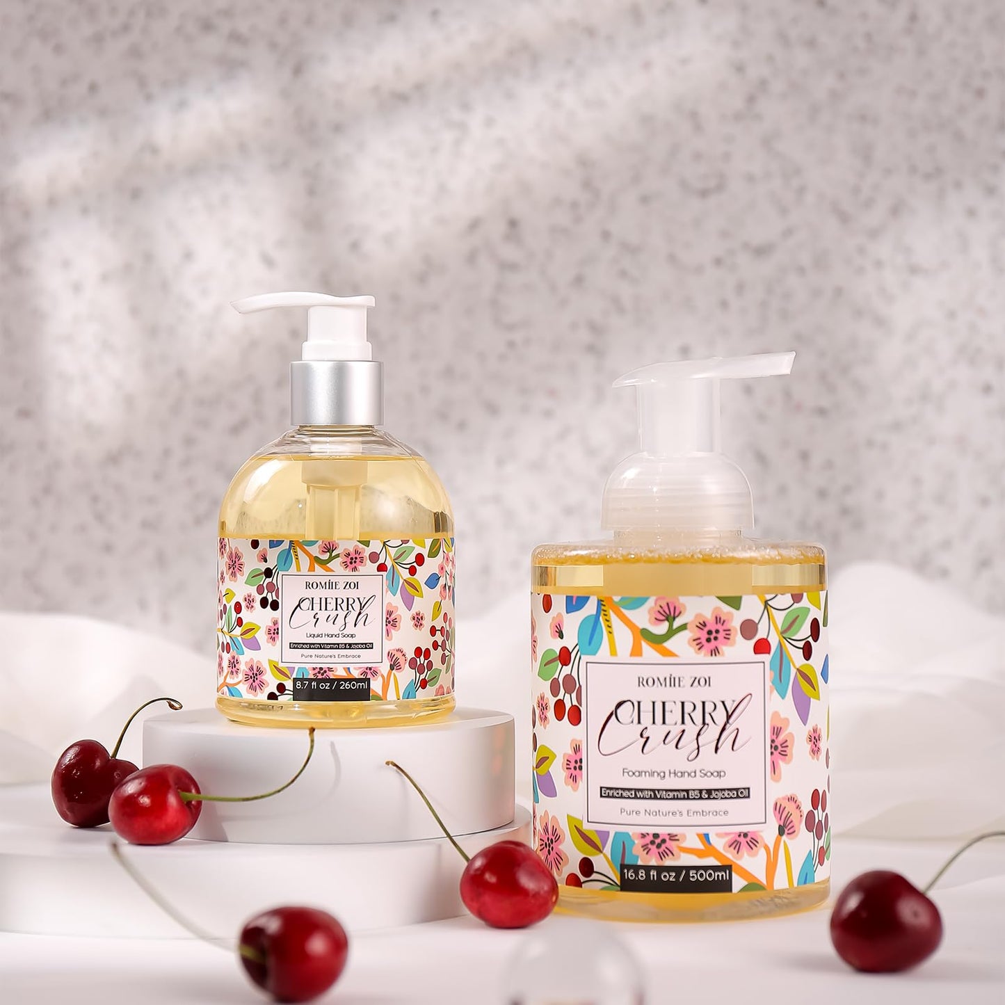 ROMIIE ZOI Foaming Hand Soap with Gift Box- Cherry Crush - Biodegradable Formula Moisture & Revitalize - 500ml/ 16.8oz